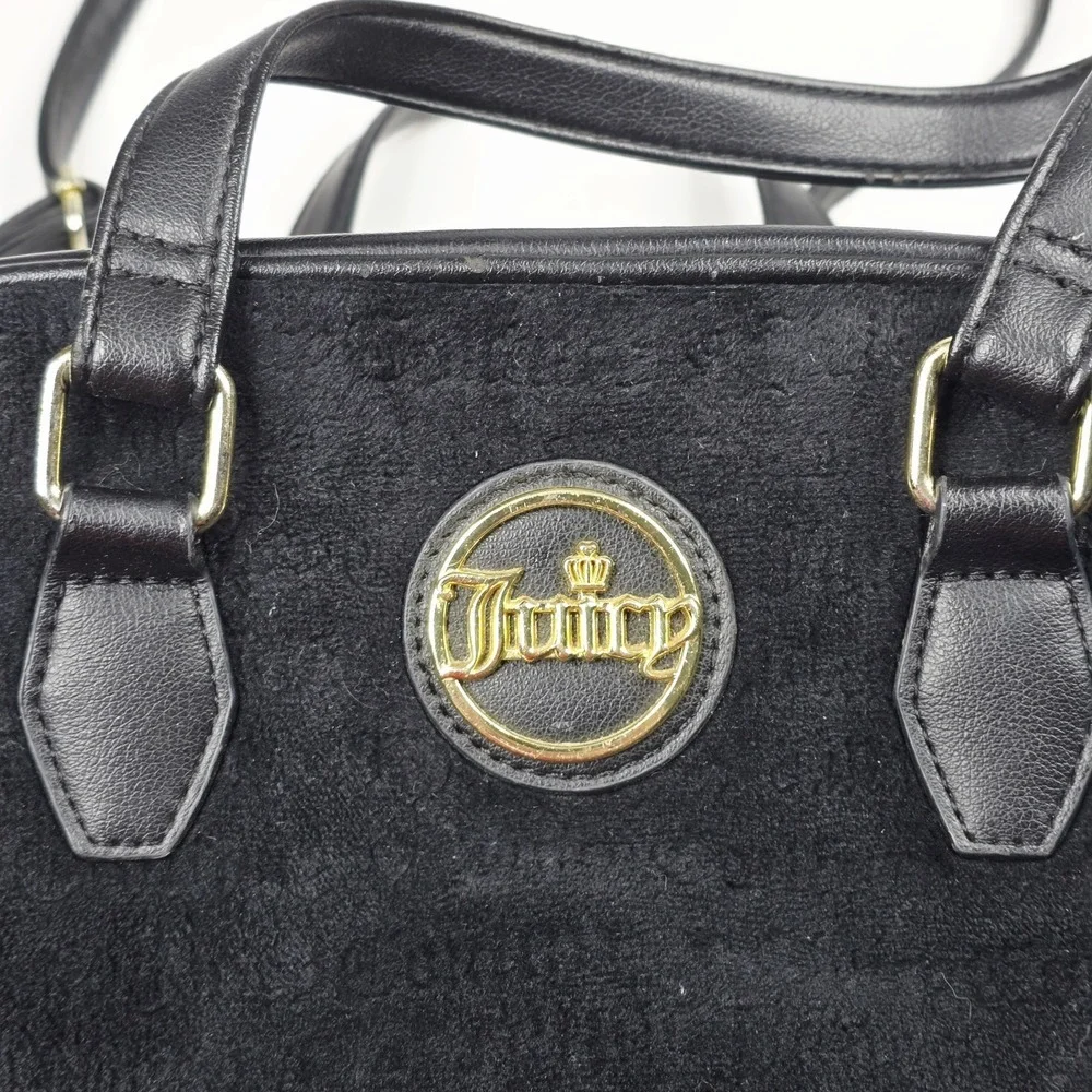 Vintage Y2K Juicy Couture Daydreamer Bag‎ Velour Pleather Purse Black Velvet